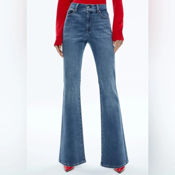 NWT Alice & Olivia Women's Beautiful Bell Bottom Flare Jeans in Sweet Emotion 25 - Picture 1 of 8